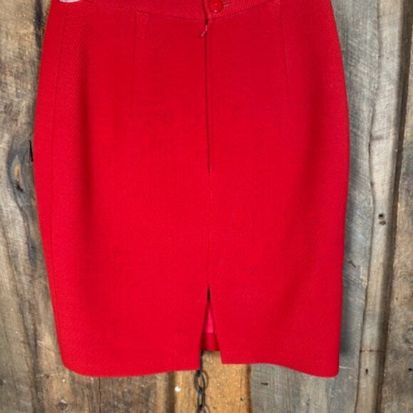 Emanuel Ungaro Red Wool/Silk Blend Pencil Skirt - Size 2 - Picture 4 of 10